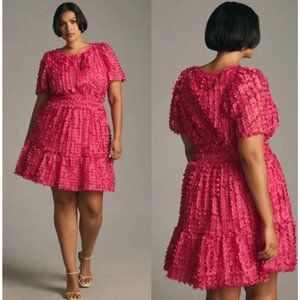 Anthropologie Pink Textured Mini Dress
